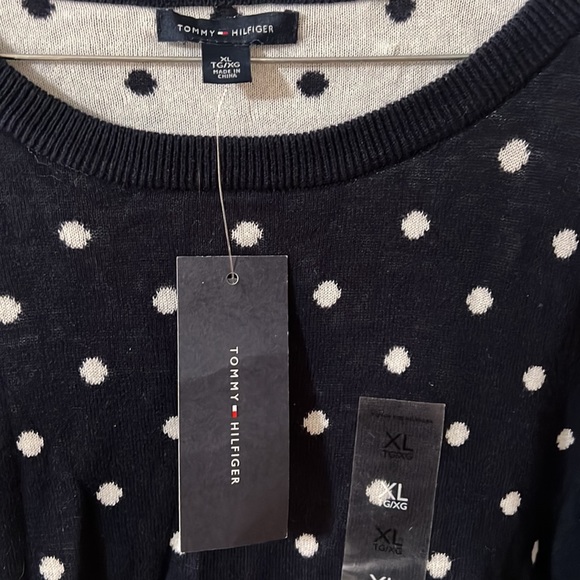 NWT Tommy Hilfiger navy polka dotted sweater sz XL - Picture 3 of 3